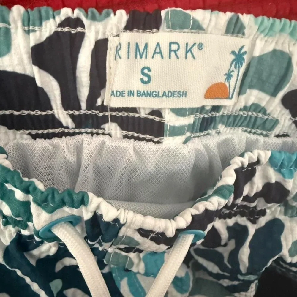 Primark Men’s Blue Retro Floral Swim Shorts / Trunks Small